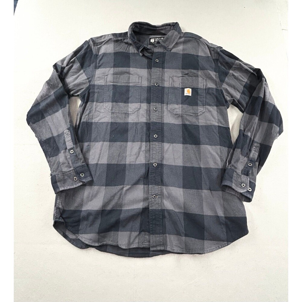 Carhartt Rugged Flex Flannel Shirt Relaxed Fit Long Sleeve 105432 Blue Check Lar